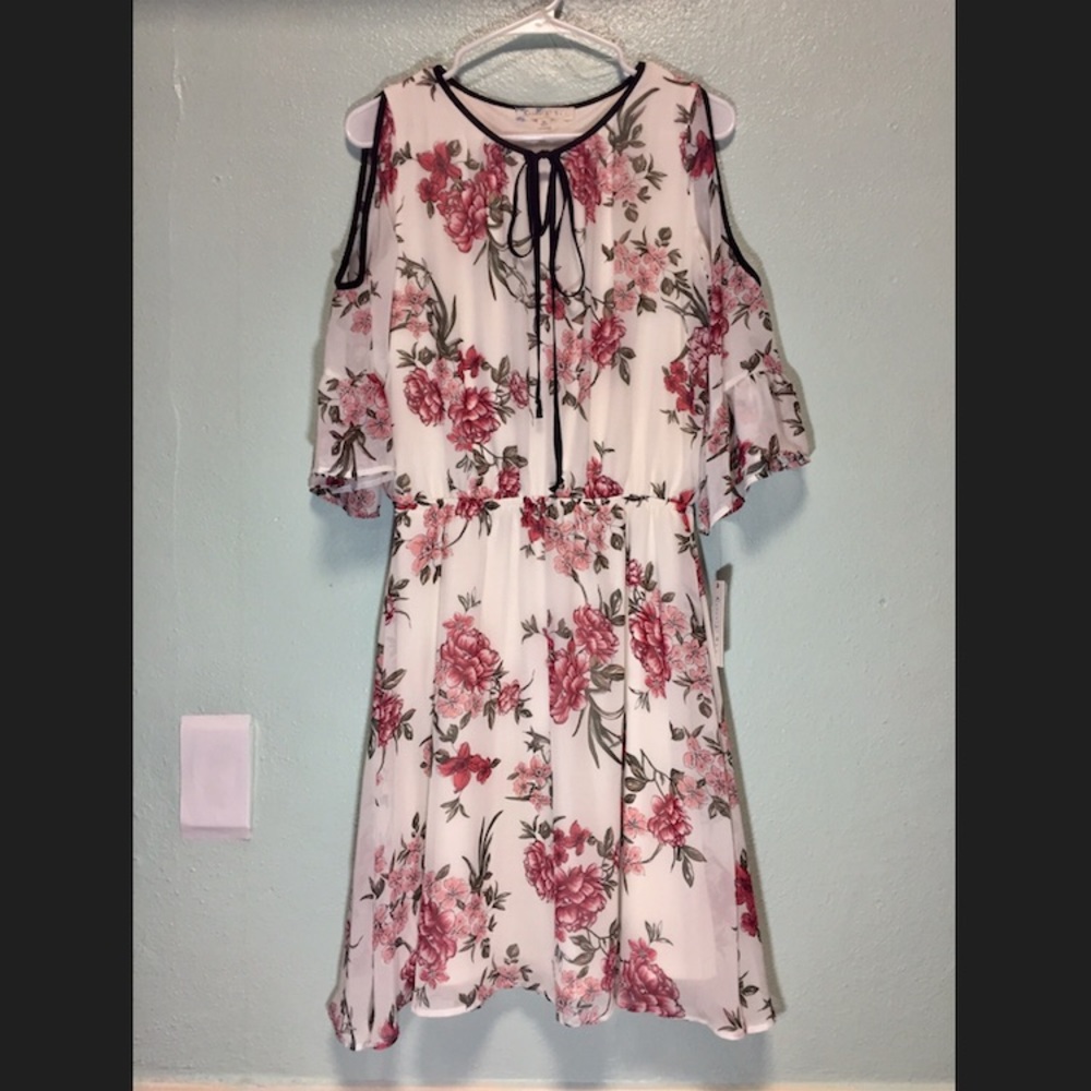 CLOUD AND SKY CHIFFON FLORAL DRESS